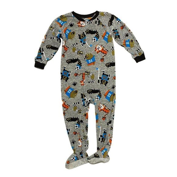 Carter's Fleece Footed Sporting Animal Print PJ's - Picture 1 of 4
